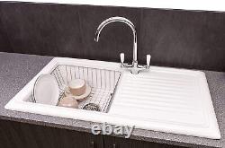 Reginox RL304CW 1.0 Bowl White High Gloss Ceramic Reversible Kitchen Sink &Waste