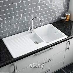 Reginox RL304CW Ceramic Dual Bowl Kitchen Sink White