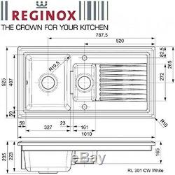 Reginox RL304CW Ceramic Dual Bowl Kitchen Sink White
