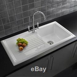 Reginox RL304CW Ceramic Single Bowl Kitchen Sink Traditional White Reversible