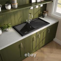 Reginox RL404 CB II Matt Black 1.0 Bowl Inset Reversible Ceramic Kitchen Sink