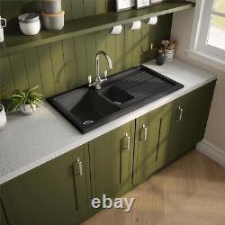Reginox RL 401CB II Matt Black 1.5 Bowl Inset Reversible Ceramic Kitchen Sink
