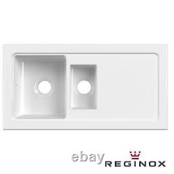 Reginox RL 501CW II White 1.5 Bowl Inset Reversible Ceramic Kitchen Sink