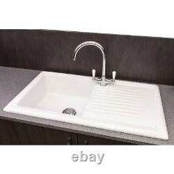 Reginox Reversible Ceramic Kitchen Sink & Drainer Single Bowl White