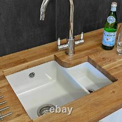 Reginox Tuscany 1.5 Bowl White Gloss Ceramic Undermount Kitchen Sink & Waste