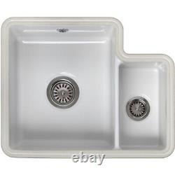 Reginox Tuscany Kitchen Sink LH Large 1.5 Bowl White Ceramic Free Carriage