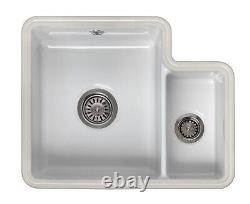 Reginox Tuscany Large Undermount White Ceramic 1.5 Bowl Kitchen Sink With Wastes