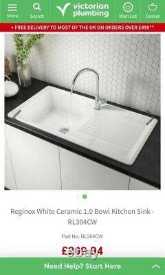 Reginox White Ceramic 1.0 Bowl Kitchen Sink RL304CW