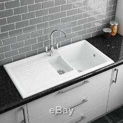 Reginox White Ceramic 1.5 Reversible Bowl Kitchen Sink RL301CW