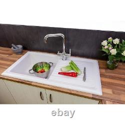 Reginox White Ceramic 1 Bowl Kitchen Sink & Amanzi II 3-In-1 Boiling Water Tap