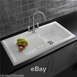 Reginox ceramic Single Bowl Kitchen Sink in White 1m 101.5cm x 52.5cm