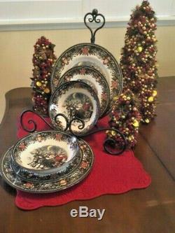 Royal Stafford England Christmas Santas Sleigh Set of Four Plates, Salad, Bowls
