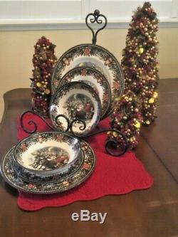 Royal Stafford England Christmas Santas Sleigh Set of Four Plates, Salad, Bowls