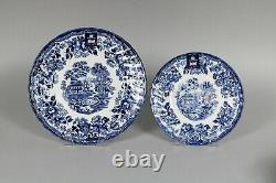 Royal Wessex Blue & White Scenic Village Dinner / Salad plate 8Pc