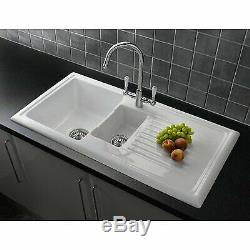 Ryne 1 1/2 Bowl Inset Kitchen Sink Including Tap Hole Heat Resistant White