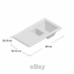 Ryne 1 1/2 Bowl Inset Kitchen Sink Including Tap Hole Heat Resistant White
