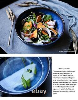 Salad Ceramic Porcelain Bowl Dinnerware Blue Deep Capacity Under Glazed Dish New