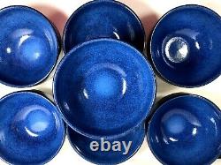Set 7 Vintage Heath Ceramic Chowder Bowl Opal Blue (Rim Shape) Bowls 322