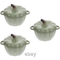 Set of 3 Ceramics Pumpkin Dessert Bowls Child Snack Storage