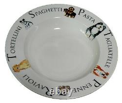 Set of 4 matching 10.5 27cm large ceramic pasta bowl with Dogs design
