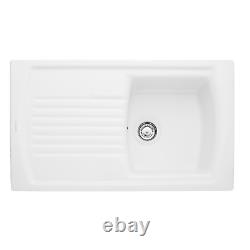 Single Bowl Inset White Ceramic Kitchen Sink with Reversible Drainer CTE8501WH