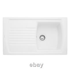Single Bowl Inset White Ceramic Kitchen Sink with Reversible Drainer CTE8501WH