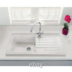 Single Bowl Inset White Ceramic Sink with Reversible Drainer Alexandra