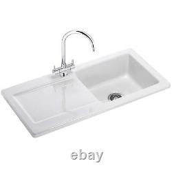 Single Bowl White Ceramic Kitchen Sink, Includes Waste Kits Franke Livorno