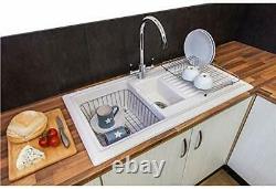 Sink Essentials Ceramic Sink ESSCER102 1.5 with Reversible Drainer White