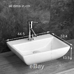 Solid Oak Corner Bathroom Large Vanity Unit Cabinet Ceramic Bowl Basin Multi Set