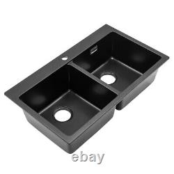 Stone Resin Dual Bowls Catering Kitchen Sink Inset/Undermount Drainer with Waste