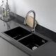 Stone Resin Kitchen Sink Rectangular 2.0 Bowl Undermount Insert with Drainer Waste