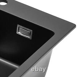 Stone Resin Kitchen Sink Single Bowl Washing Basin Sinks Drainer Waste 55 x 49cm