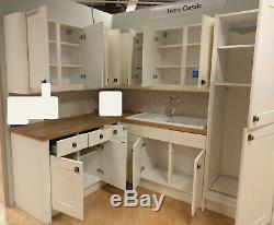 Stonefield Ivory Classic Corner Kitchen Units. Ceramic Bowl & Sink & Tap. Wood