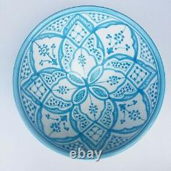 Stylish Artisan Turquoise Bowl Serving Ceramic Dish Hand painted Moroccan 1Piece