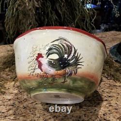 Susan Winget Certified International Le Rooster Bowl Set with Pitcher