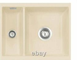 Systemceram Mera Double Bowl Kitchen Undermount Sink Beige 54.5cm W x 44.5cm D