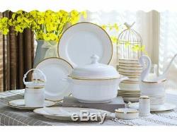 Tableware Dish Plate Bowl Set 60pcs Ceramic Dinnerware Round Classic Food Plates