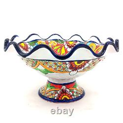 Talavera Pottery Fruit Bowl Pedestal Mexican Ceramic Kitchen Serving Large 13