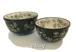 Temptations floral lace 5 piece concentric nesting bowl set lids black RARE NEW
