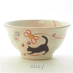 Traditional Kutani ware couple tea bowls Temari cat