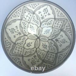 Unique Artisan Gray Bowl Serving Ceramic Dish Hand painted Chef Moroccan 1Piece