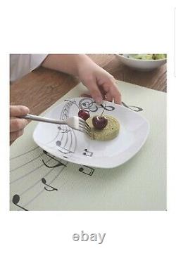 VEWEET 20-Piece Porcelain Dinner Set Tableware Bowl Soup Side Plate Musical Note