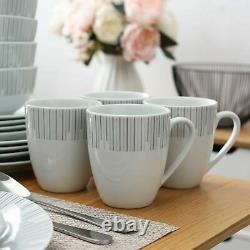 VEWEET 32pcs White Dinner Plate Set Porcelain Cereal Bowls Coffee Mugs Tableware