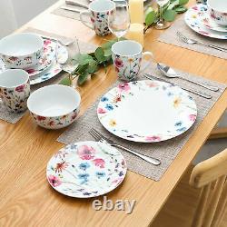 VEWEET Doris 32pcs Ceramic Tableware Set Kitchen Floral Dinner Side Plate Bowl