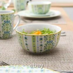 VEWEET Turkish Green 32 PCS Ceramic Porcelain Dinner Dinnerware Set Plate Bowls