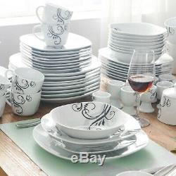 VEWEET ZOEY 100PCS Porcelain Dinner Set Bowl Plate Cup & Saucer Jug & Sugar Pot