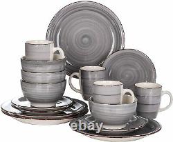 Vancasso4/16 Grey Kitchen Dinner Set Crockery Porcelain Plates Cereal Bowls Cups