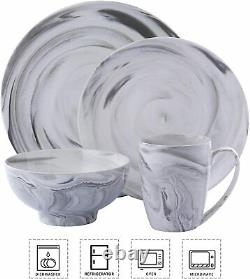 Vancasso 20pcs Porcelain Dinnerware Set Grey Dinner Dessert Soup Plate Bowl Mug
