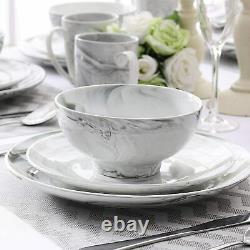 Vancasso 20pcs Porcelain Dinnerware Set Grey Dinner Dessert Soup Plate Bowl Mug
